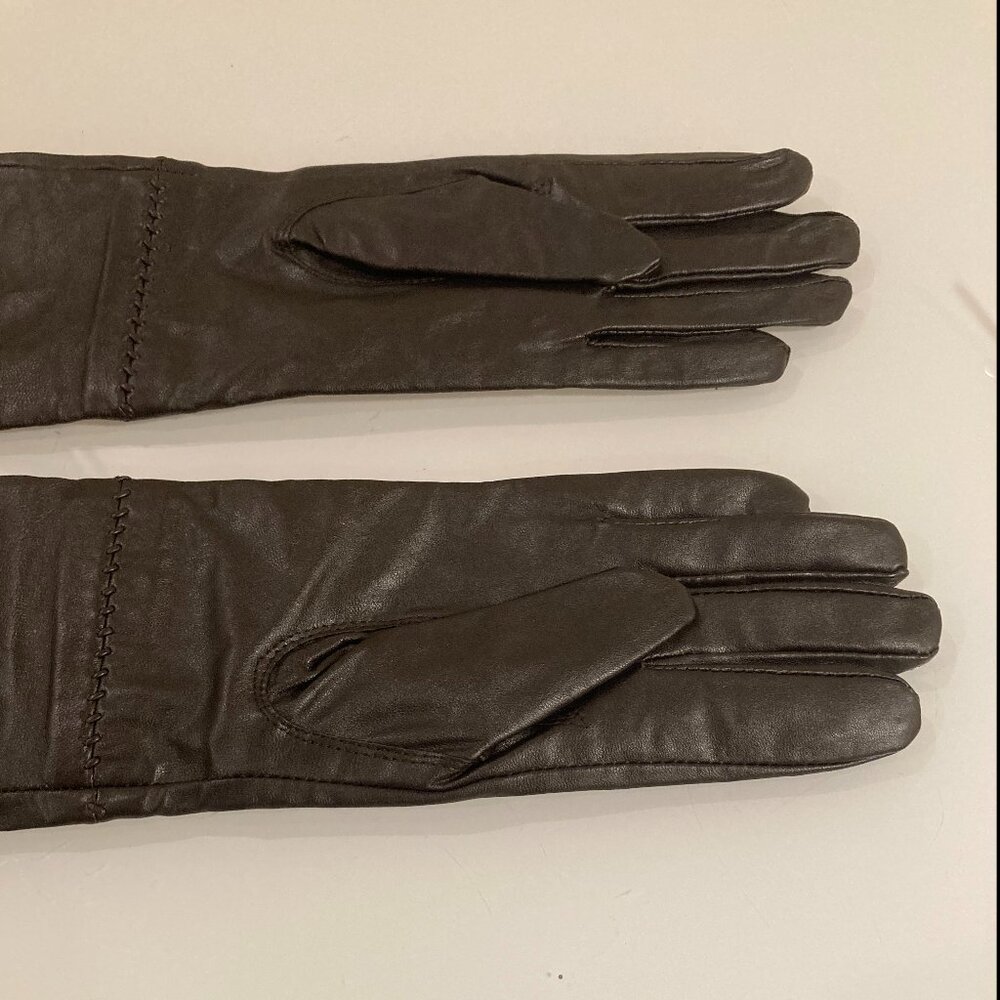 MaxStudio Brown Long Gloves - Elbow Length 100% Leather